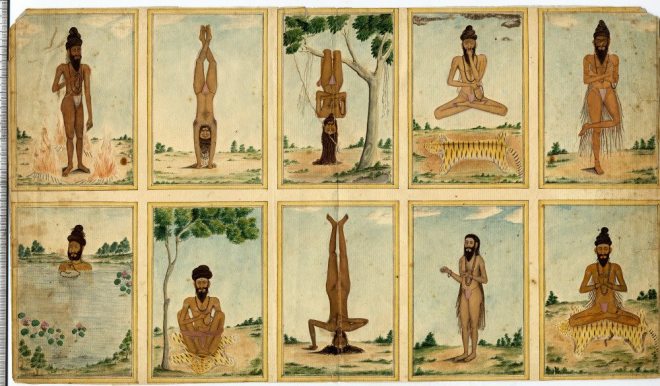 Ilustração antiga. Posturas de Yoga